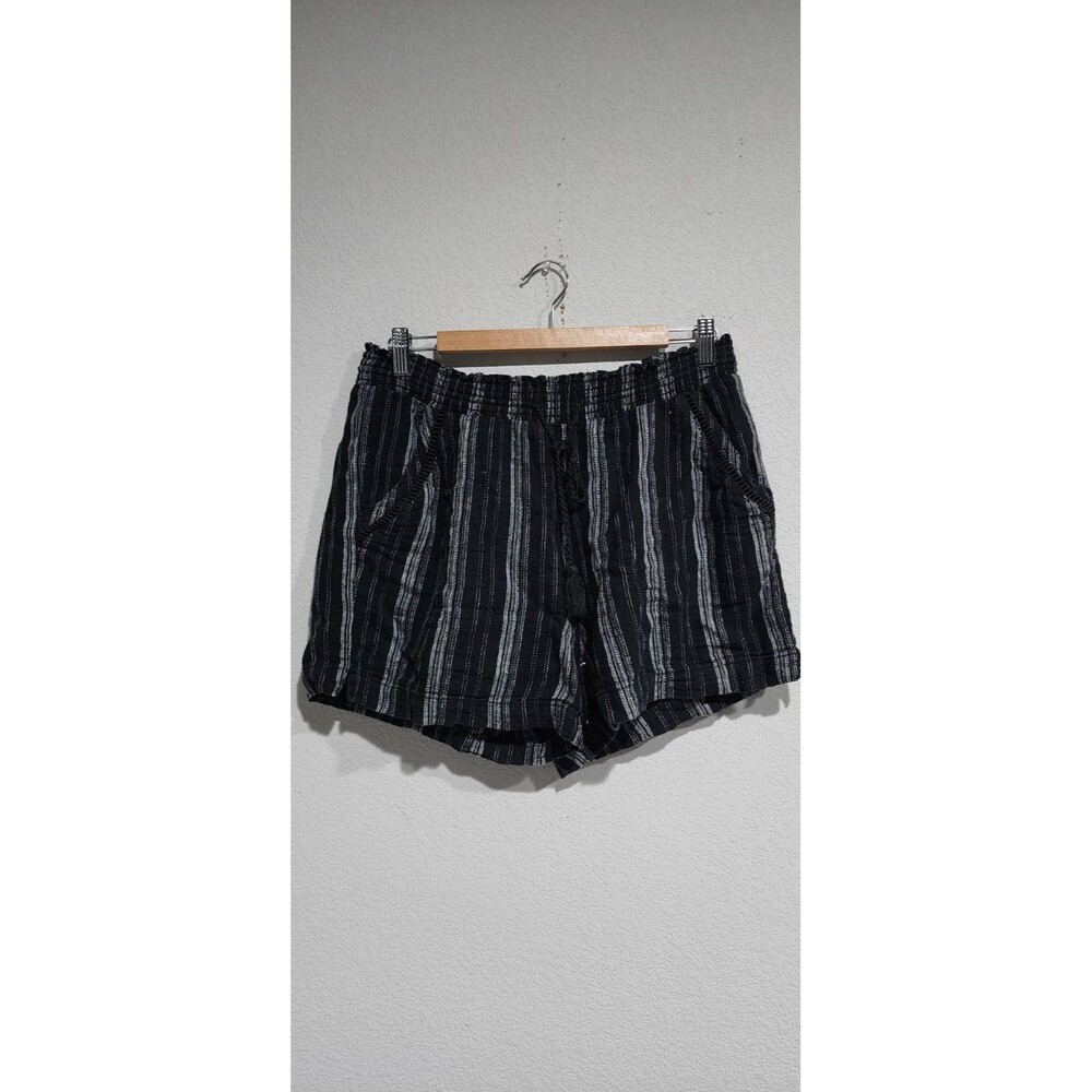 Briggs Linen Rayon Summer Shorts Inseam 4.5"  Striped W/ Pockets Elastic Waist M